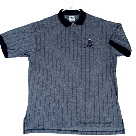 Dynasty Polo Shirt Mens XXL Blue Striped Tennessee Titans Embroidered Knit Sport - Picture 2 of 10